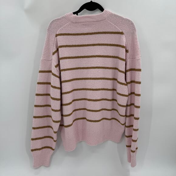 ZARA Womens Knit Sweater Size M Oversized Boxy Pink Striped Relaxed Lounge - Picture 3 of 7